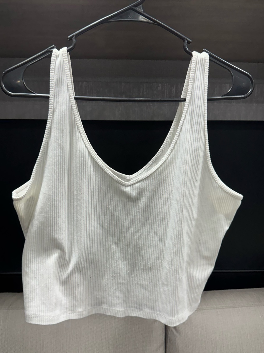 Hollister White Ribbed Crop Tank Top Women’s XL Fitted Stretch Basic Cami